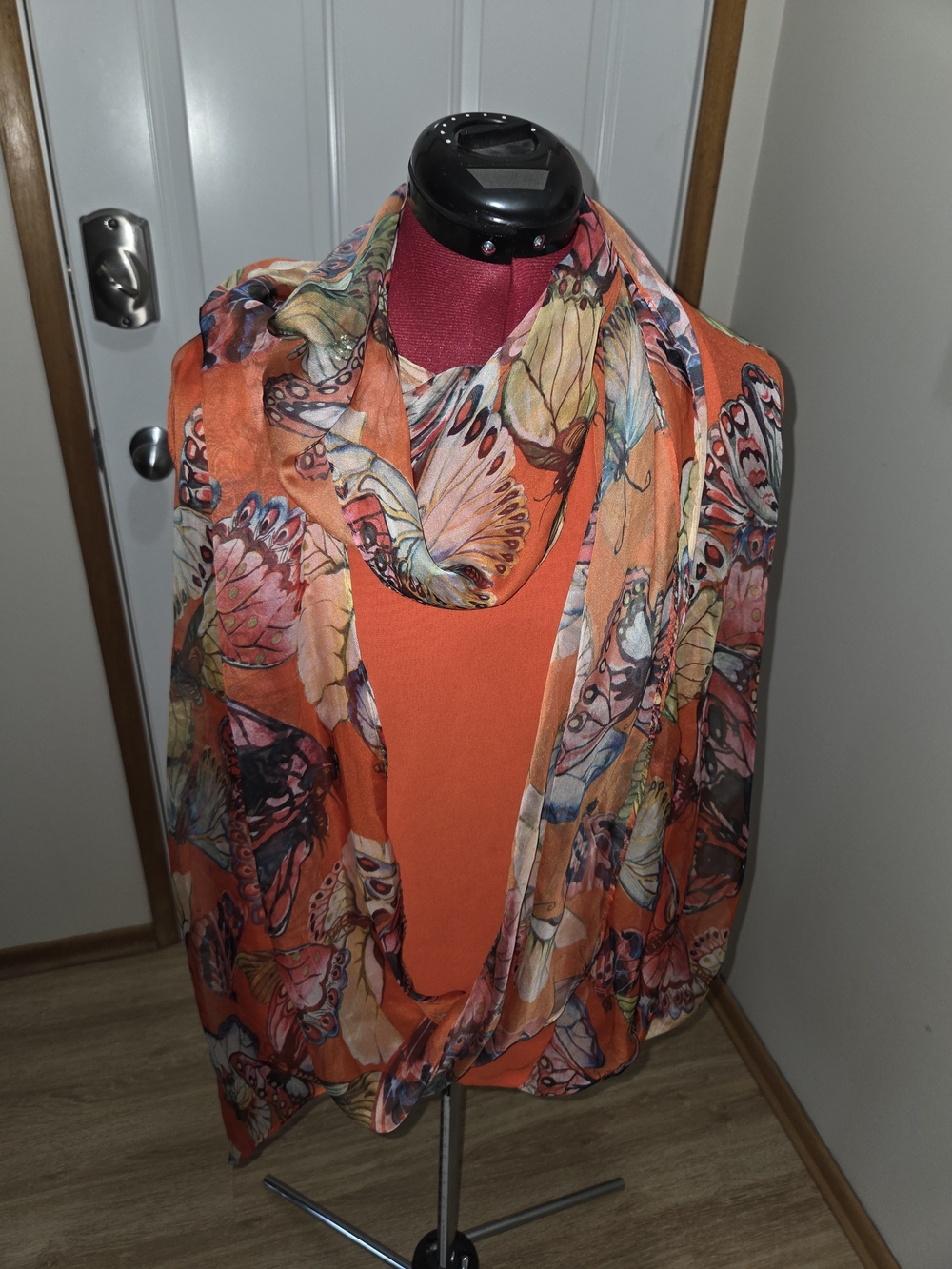 Butterfly Print Orange Lightweight Top